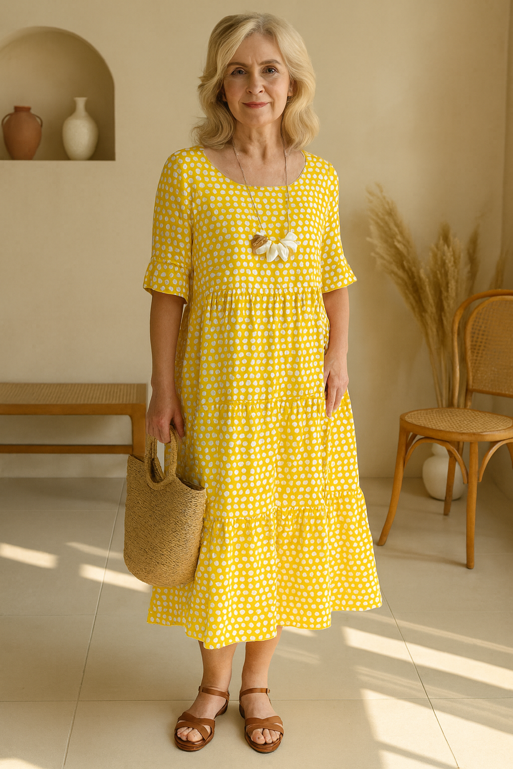 Iris Sand Colour Midi Dress