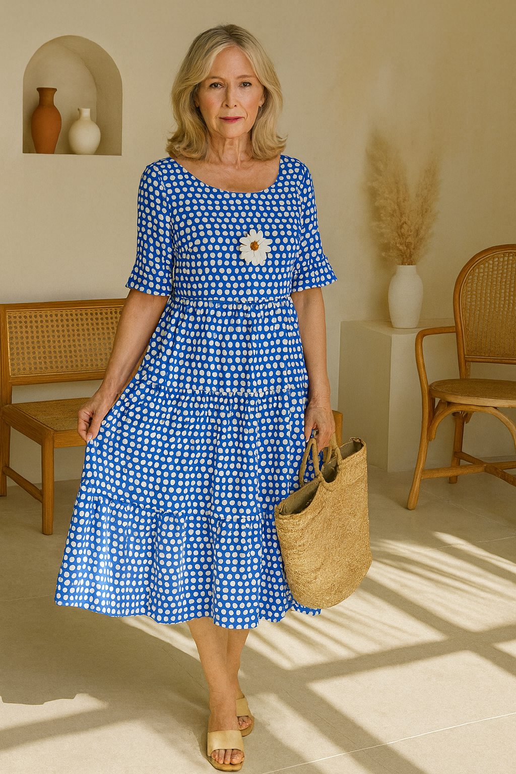 Iris Sand Colour Midi Dress