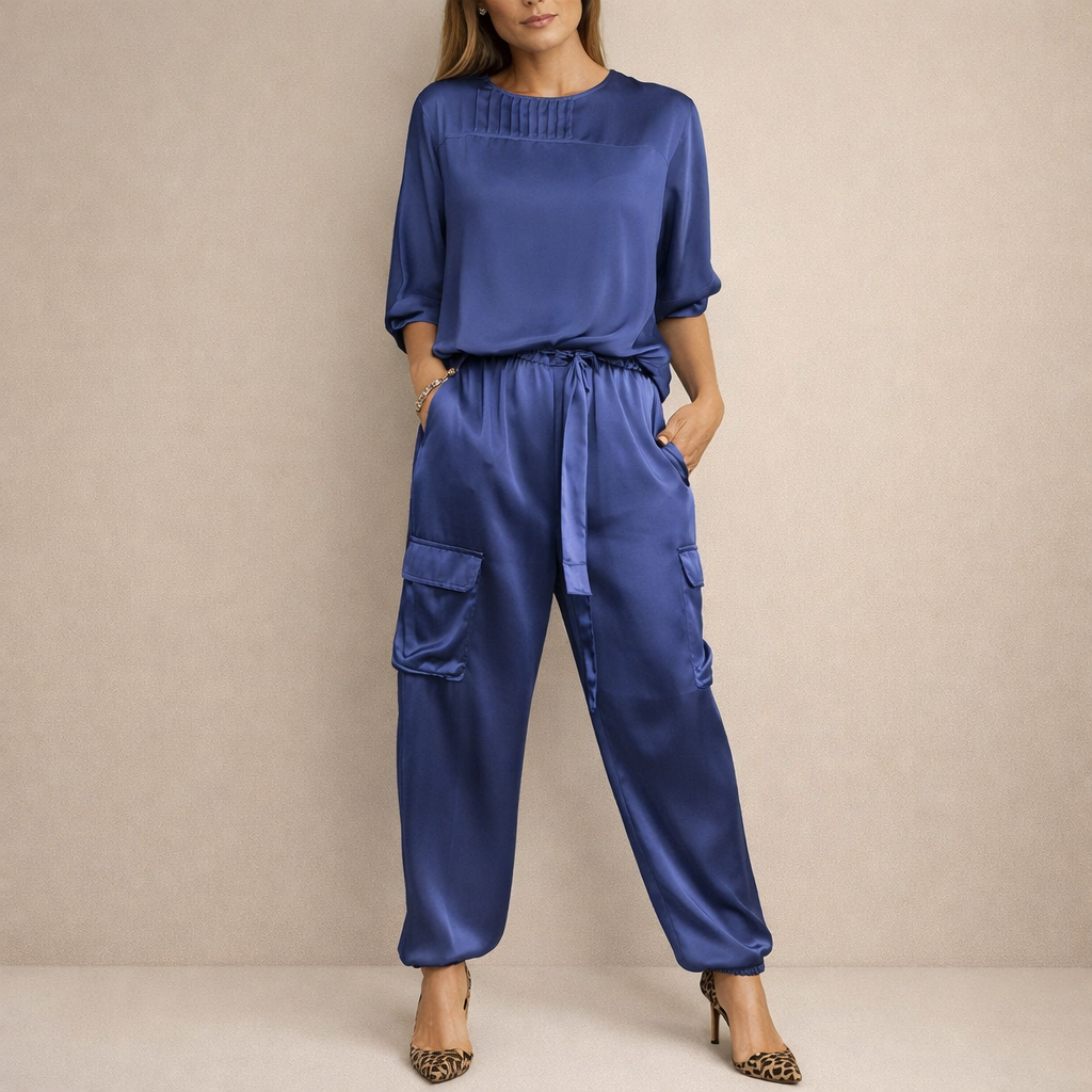 Erin | Casual Satin Cargo Set