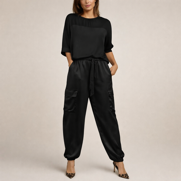 Erin | Casual Satin Cargo Set