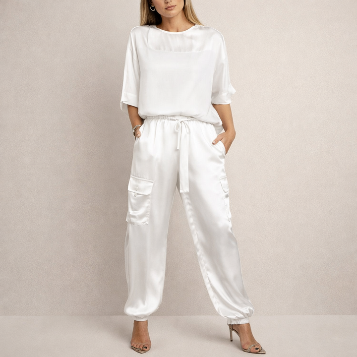 Erin | Casual Satin Cargo Set