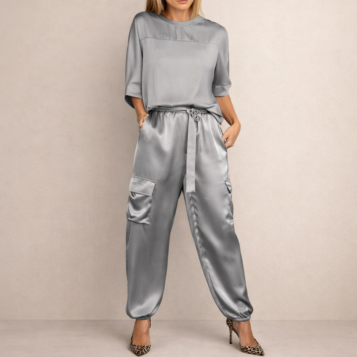 Erin | Casual Satin Cargo Set