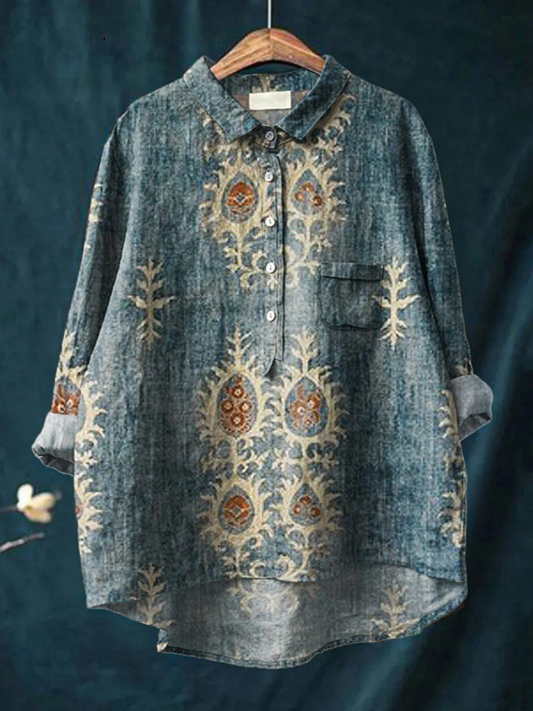 Nina | Vintage Ethnic Floral Art Print Blouse