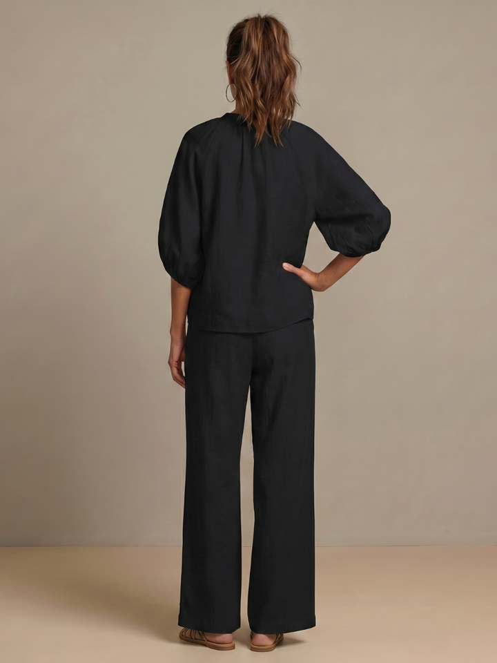 Natalia | Zip Blouson Wide Leg Pants Set