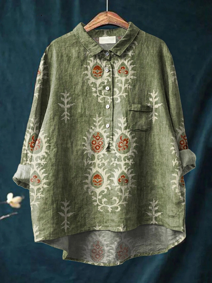 Nina | Vintage Ethnic Floral Art Print Blouse