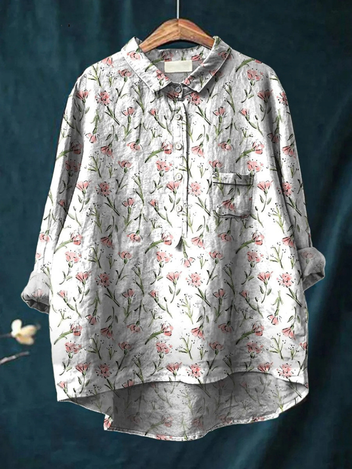 Hadley | Pink Spring Floral Repeat Pattern Print Blouse