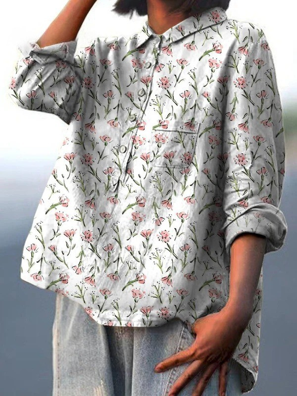 Hadley | Pink Spring Floral Repeat Pattern Print Blouse