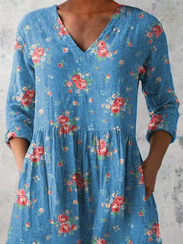 Mabel | Long Vintage V-Neck Shirt