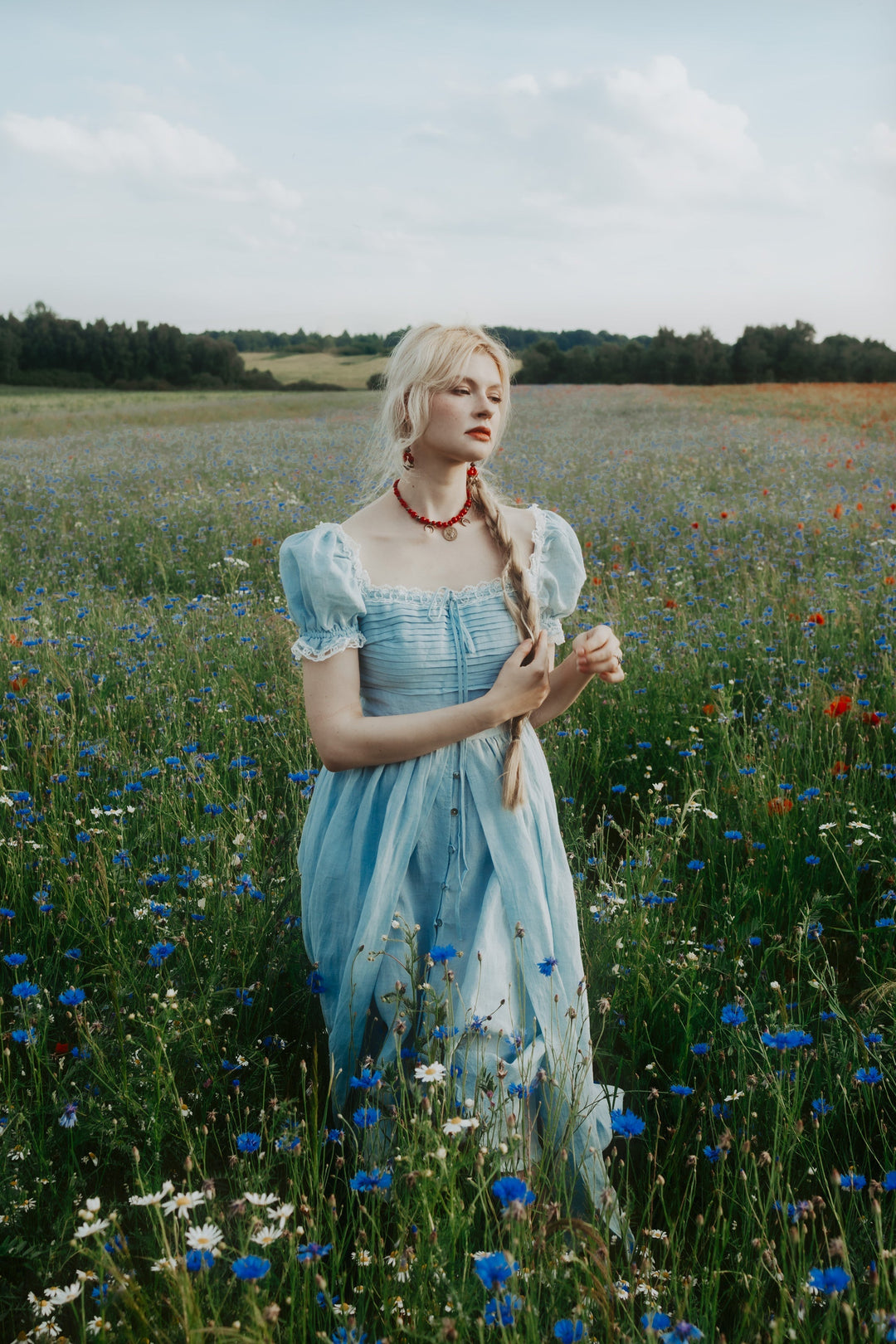 Monet Haze 26 | Fairy layered Linen Dress with pintucks