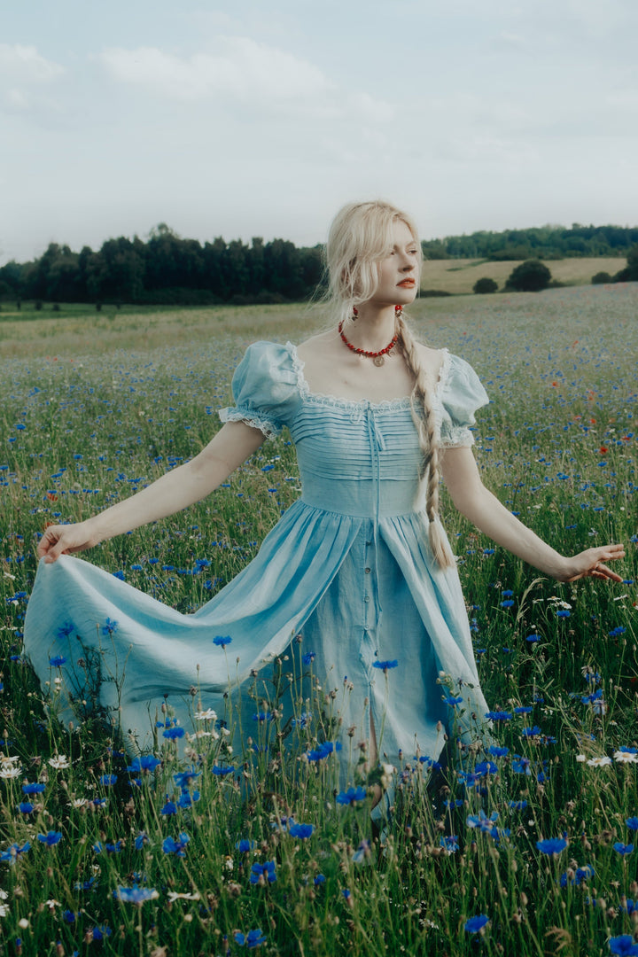 Monet Haze 26 | Fairy layered Linen Dress with pintucks