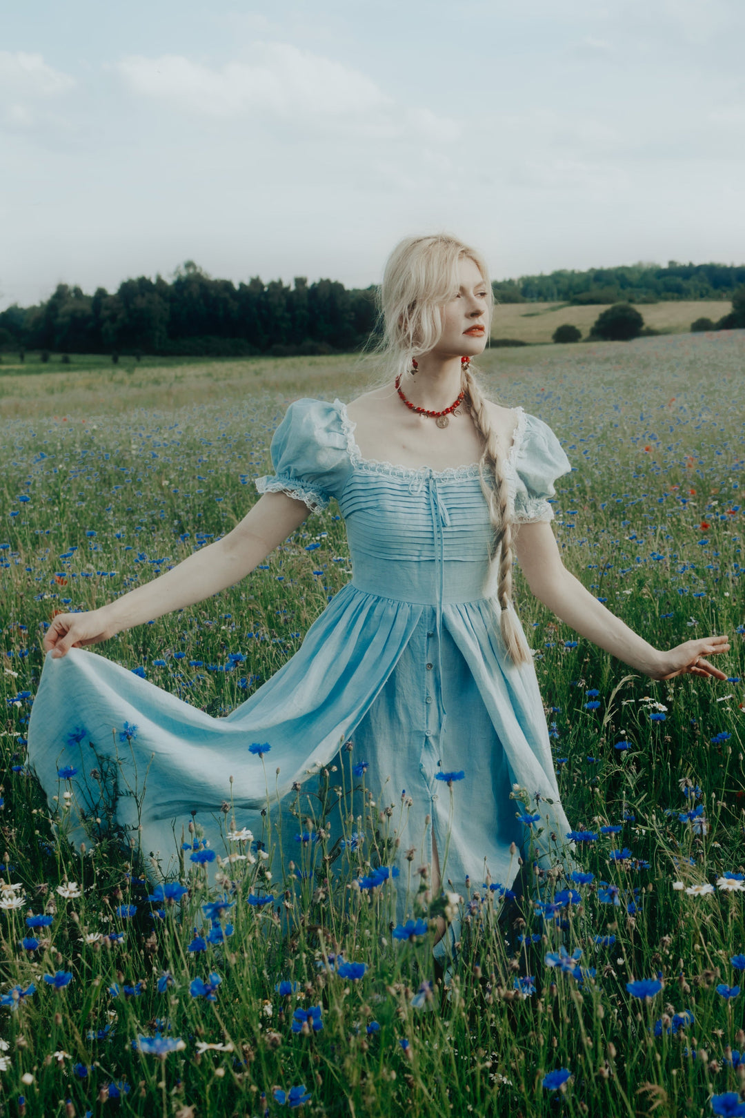 Monet Haze 26 | Fairy layered Linen Dress with pintucks