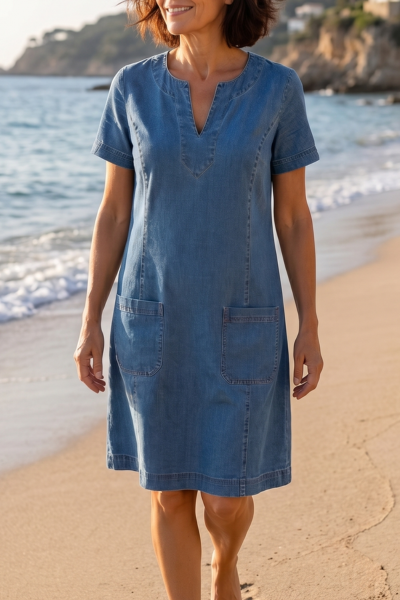 Elvi | Soft Denim Dress with Pockets
