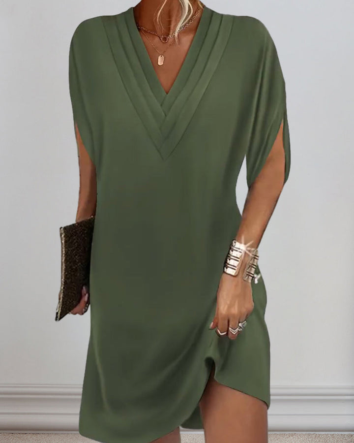 Crystal | Elegant Dress with Solid Split Sleeves