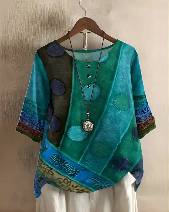 Fiona Relaxed Summer Top with Vibrant Print