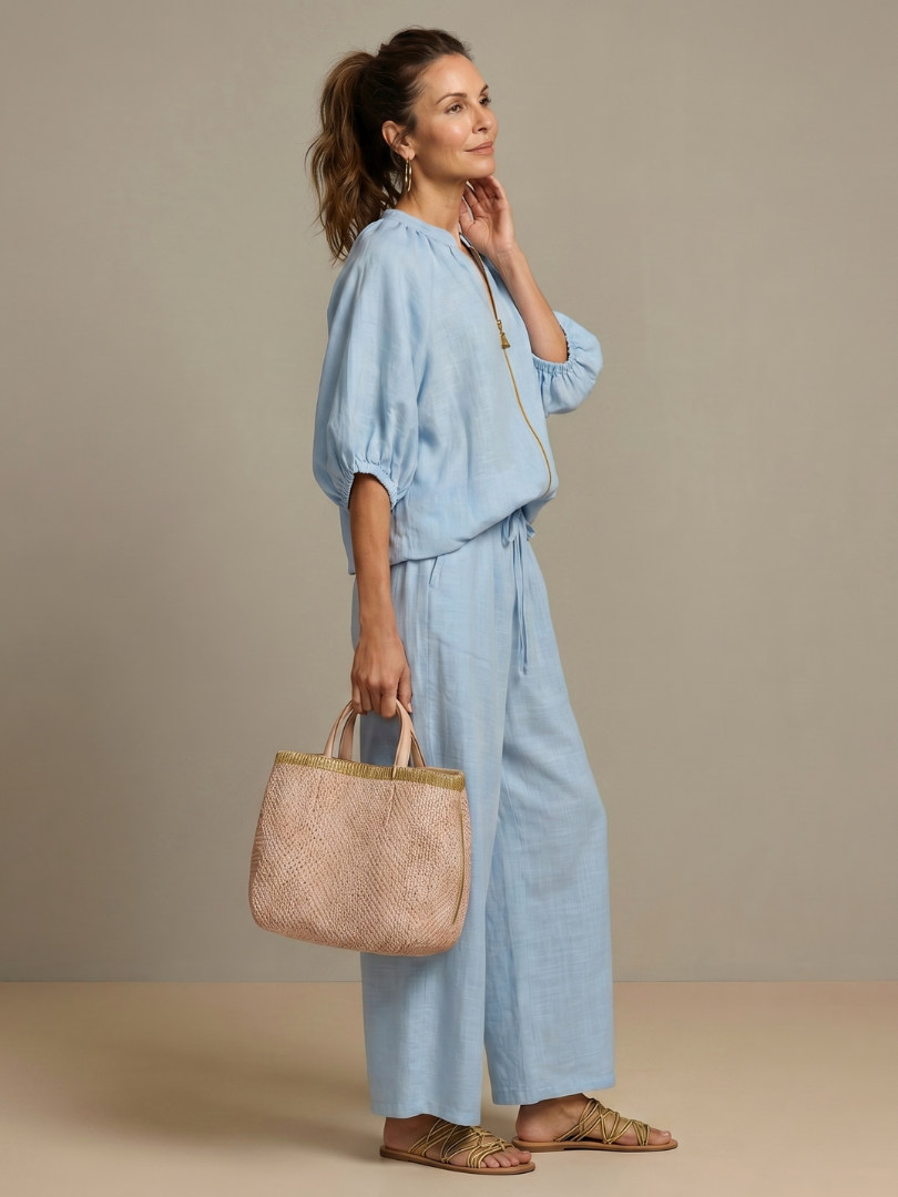 Natalia | Zip Blouson Wide Leg Pants Set