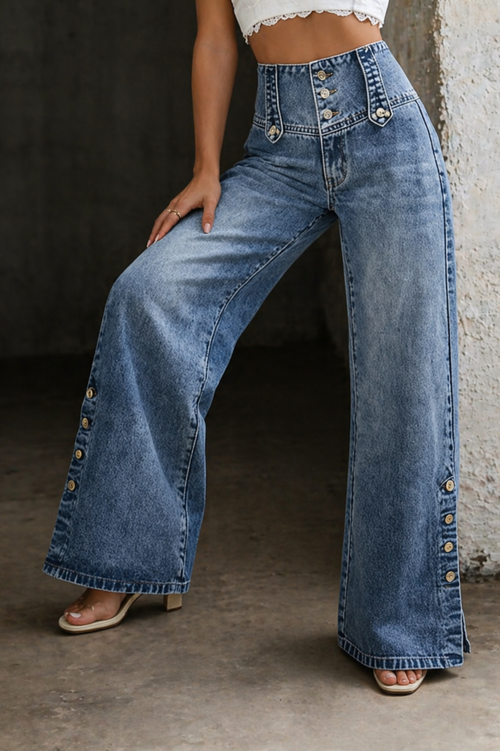 Mia | High-Waisted Slit Denim Jeans