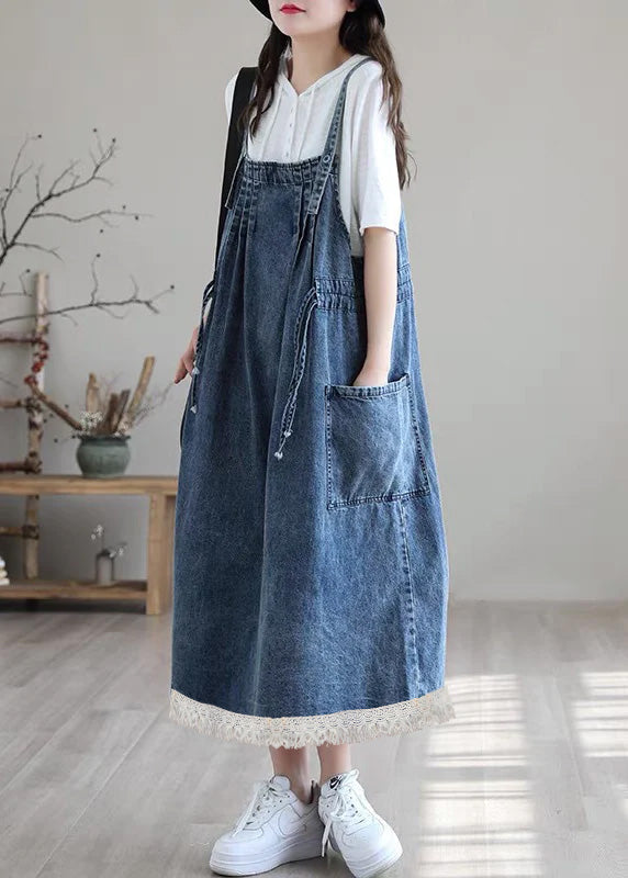 Blue Spaghetti Strap Denim Dress