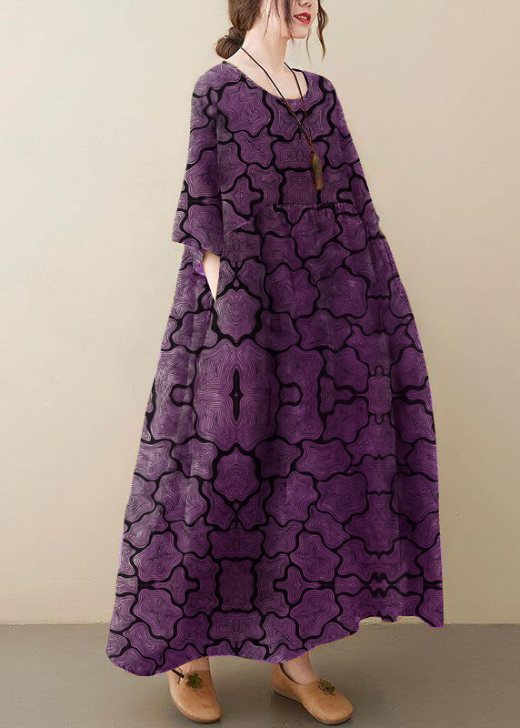 Yellow O-Neck Pocket Summer Dress
