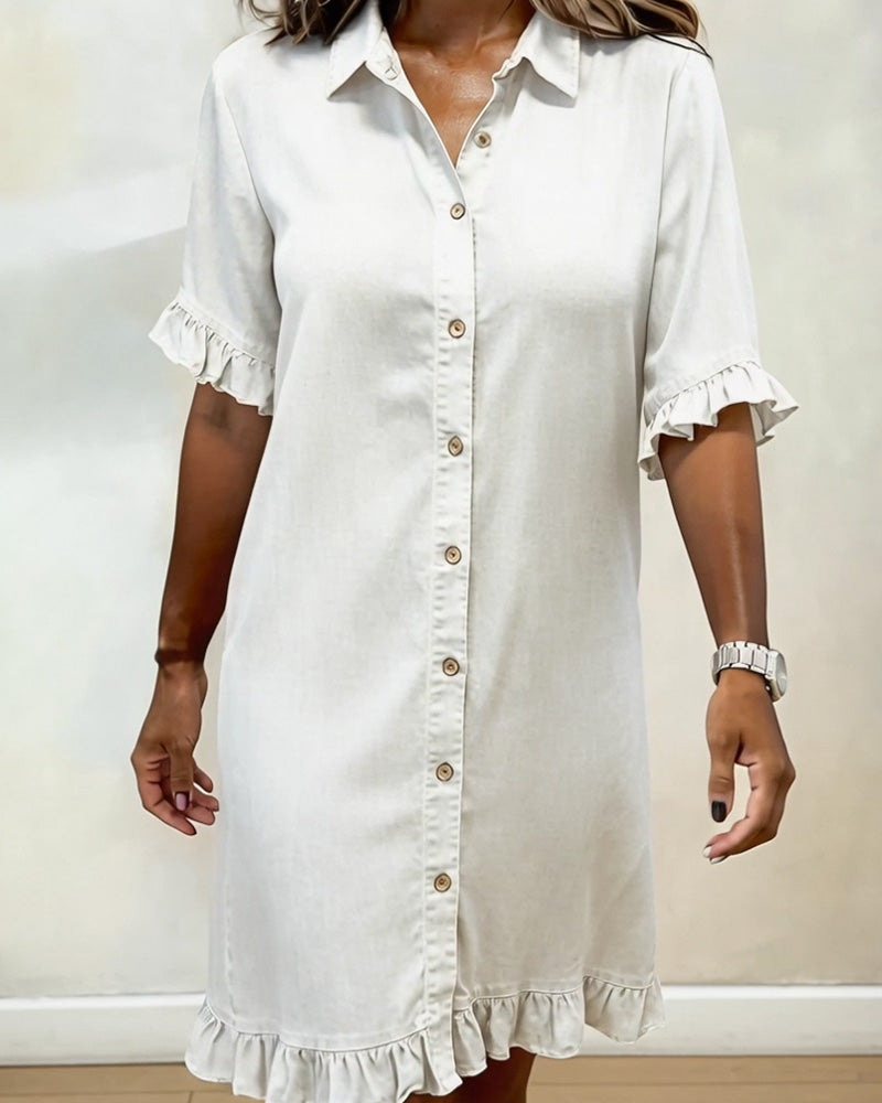 Ruched Flattering Denim Dress