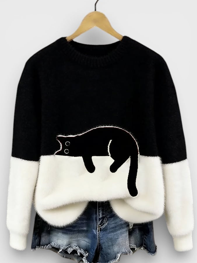 Luna Cat Print Sweater
