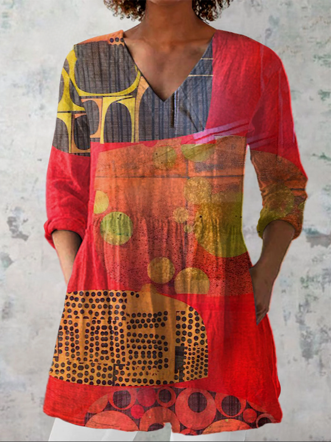 Indira | Vintage Long V-Neck Shirt