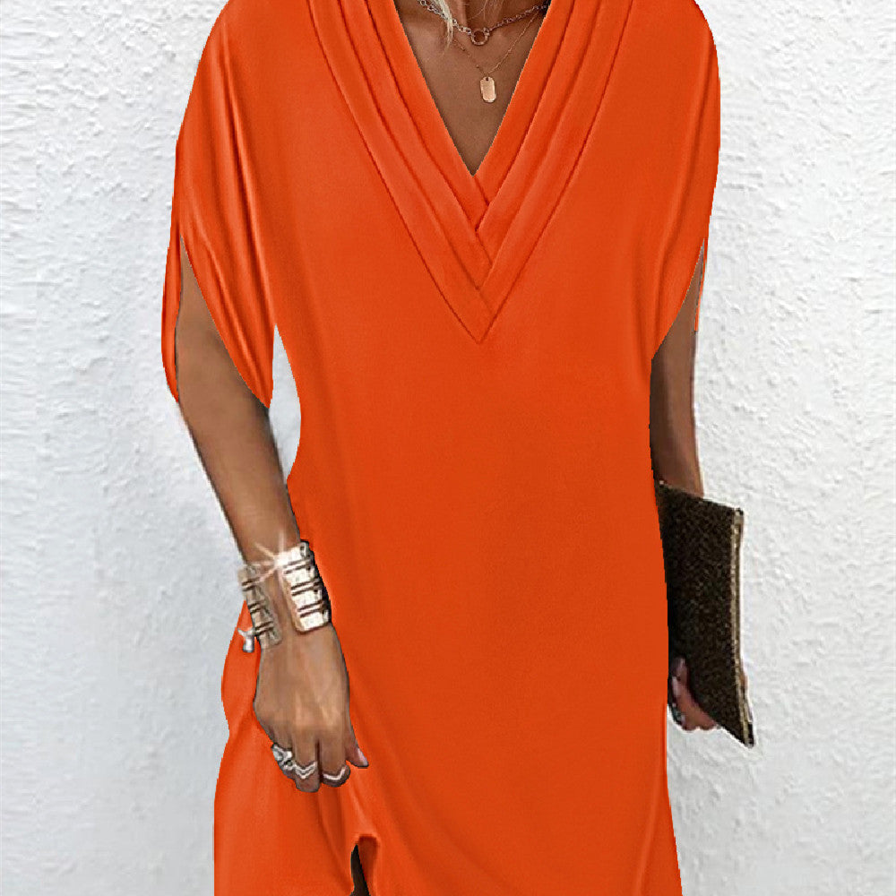 Crystal | Elegant Dress with Solid Split Sleeves