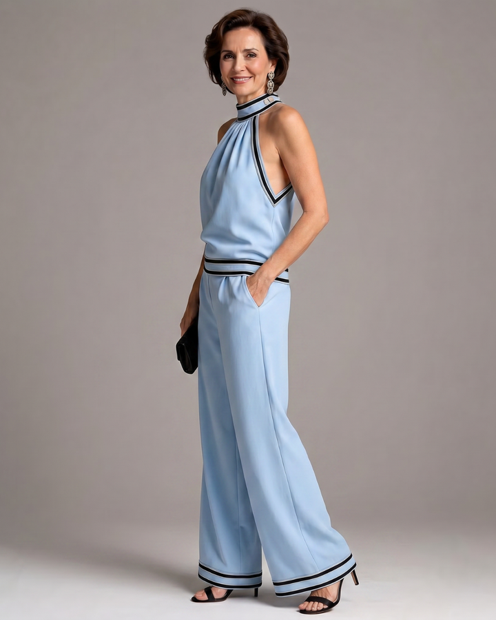 Zephyrine | Jumpsuit with Contrast Trim and Wide Leg