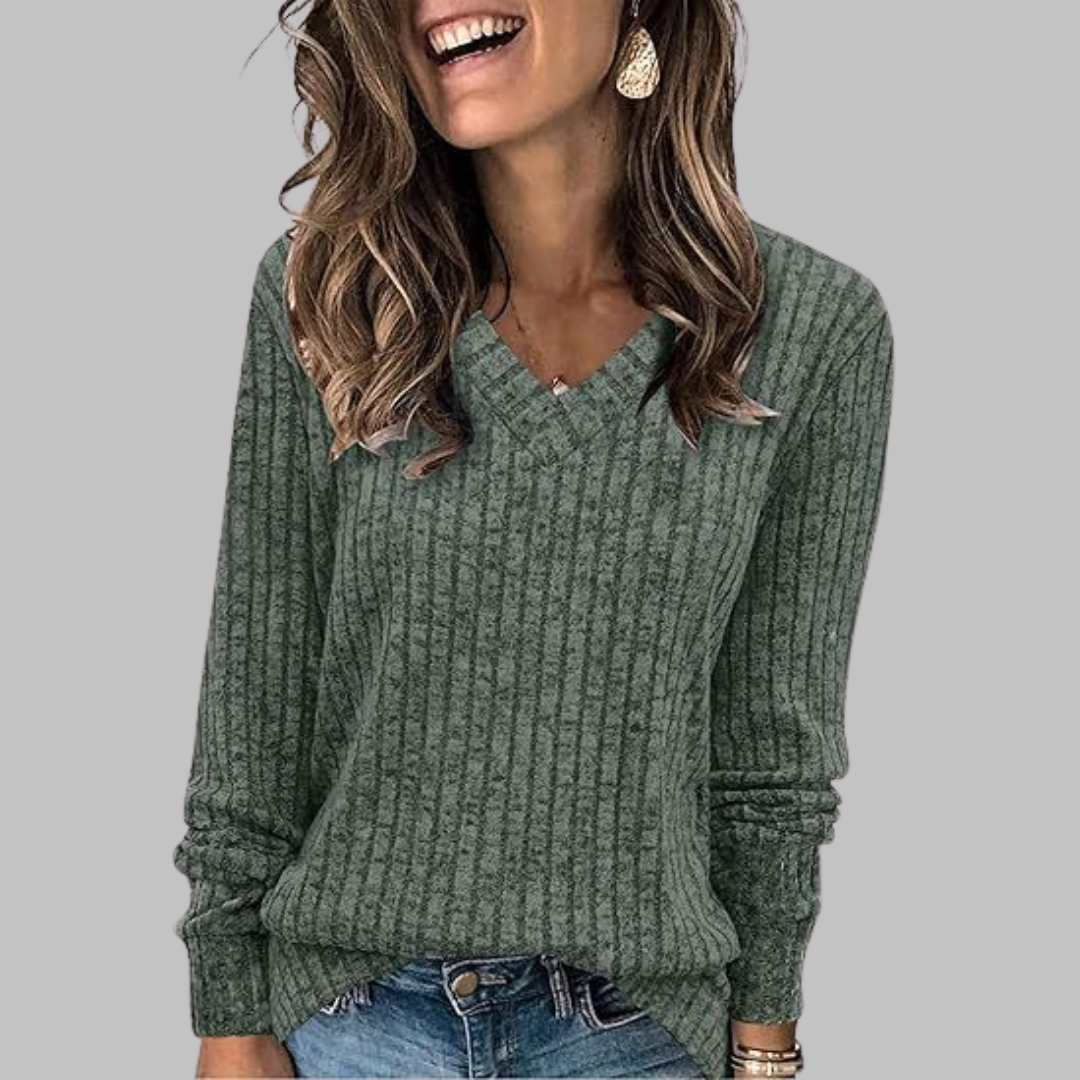 Sylvie | Relaxed V-Neck Long Sleeve Top