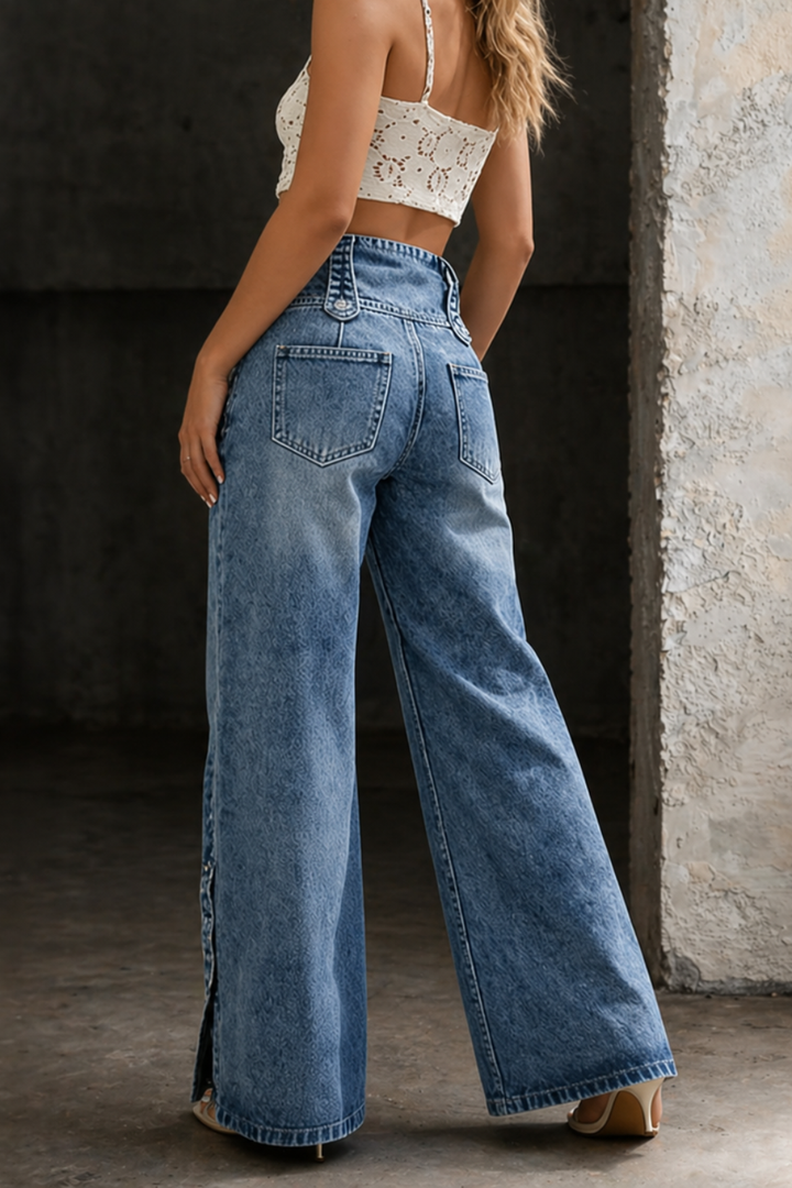 Mia | High-Waisted Slit Denim Jeans