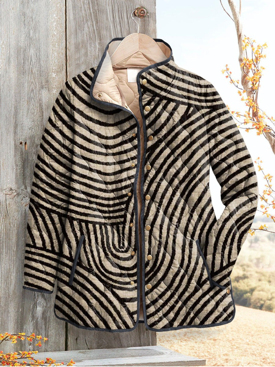 Lourdes Charming Quilted Jacket with Vintage Floral Print