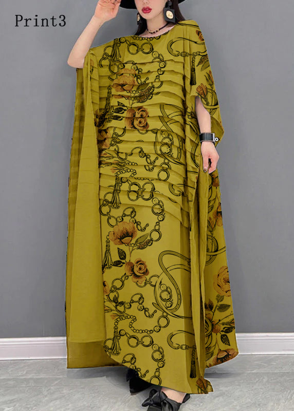 Green Striped Batwing Chiffon Dress