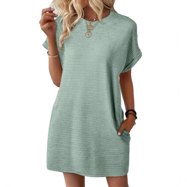 Ivay™ – Elegant Minimalist Summer Dress with Round Neckline