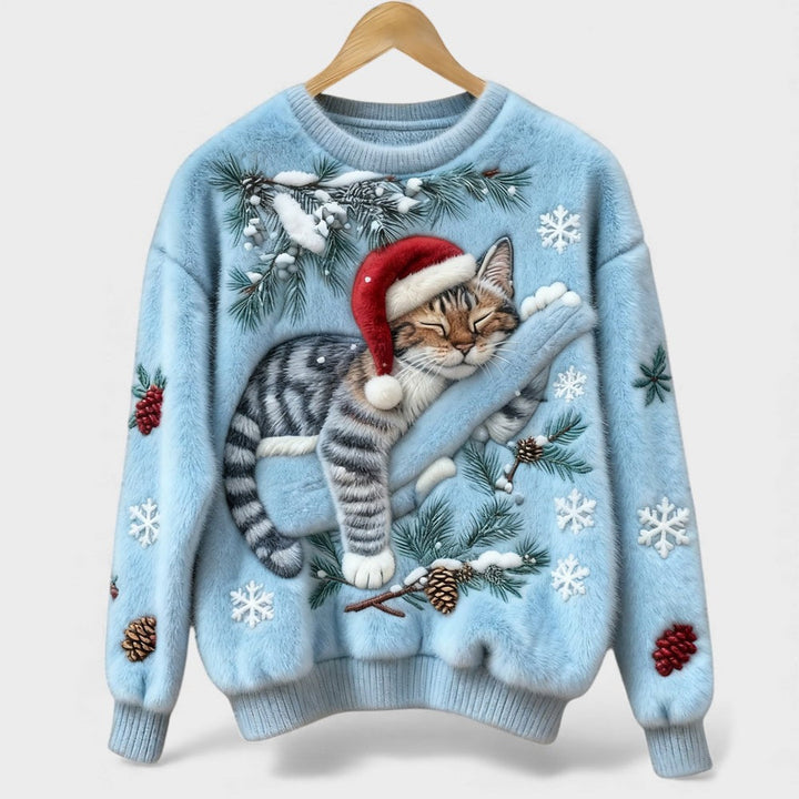 Cat Print Knit Sweater