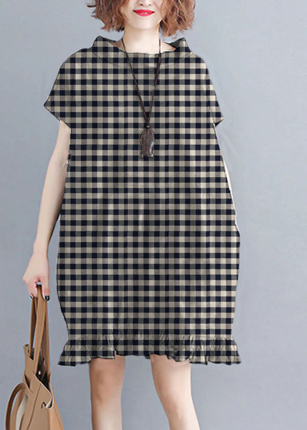 Black Polka Dot Stand Collar Holiday Dress