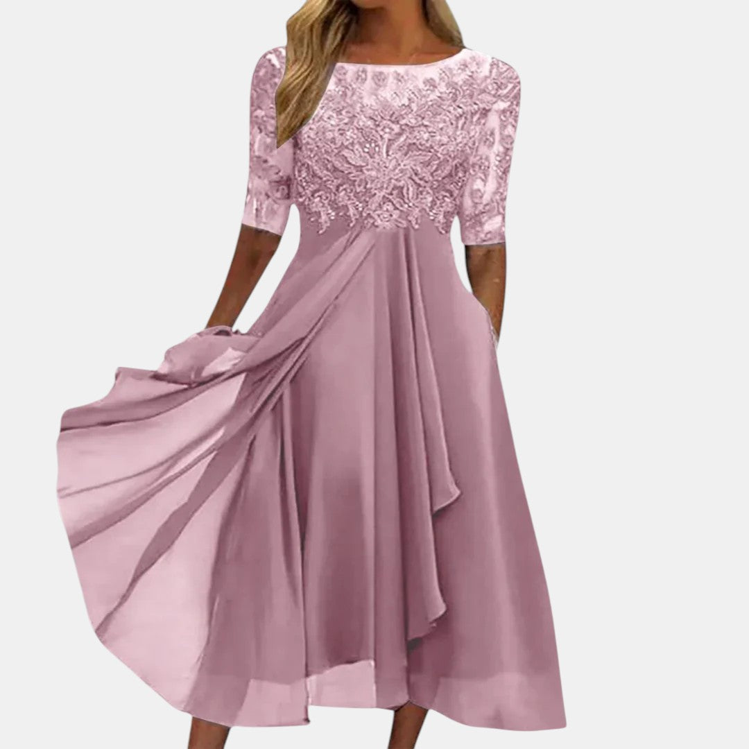 Rhonda Elegant Lace Midi Dress