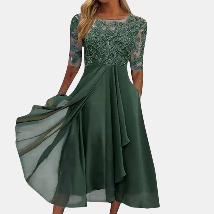 Rhonda Elegant Lace Midi Dress