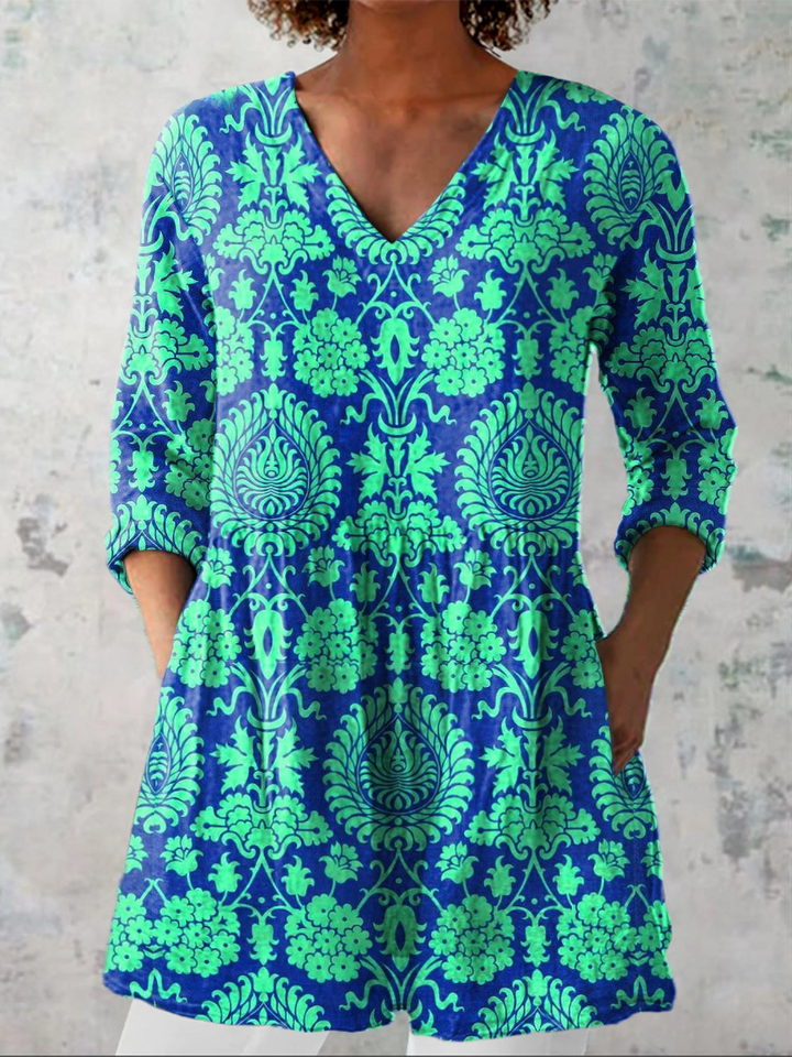 Beatrix | Vintage Long V-Neck Shirt