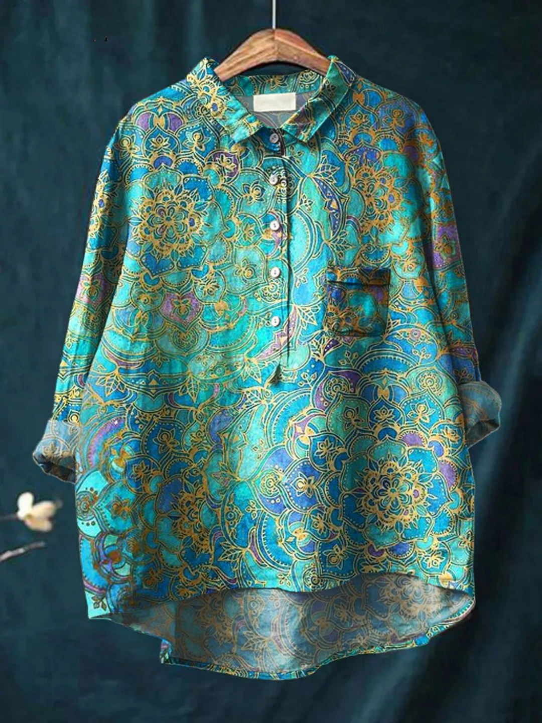 Roslyn | Retro Art Print Blouse