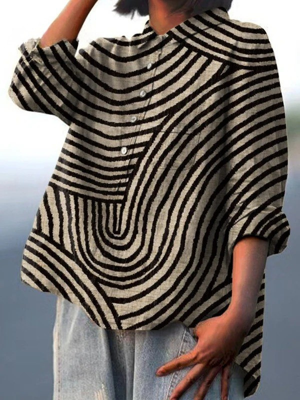 Cecelia | Circular Line Pattern Print Blouse