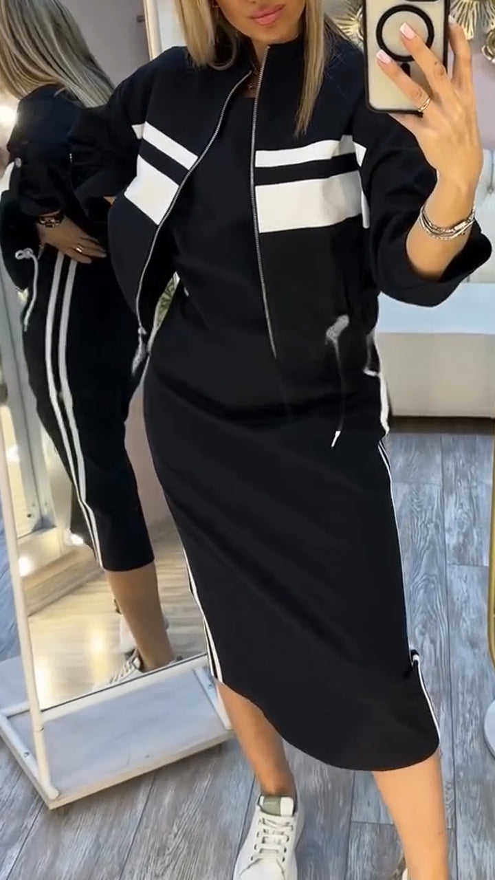 Feyra™ - Elegant and Casual Women's Set with Round Neck Dress and Matching Jacket