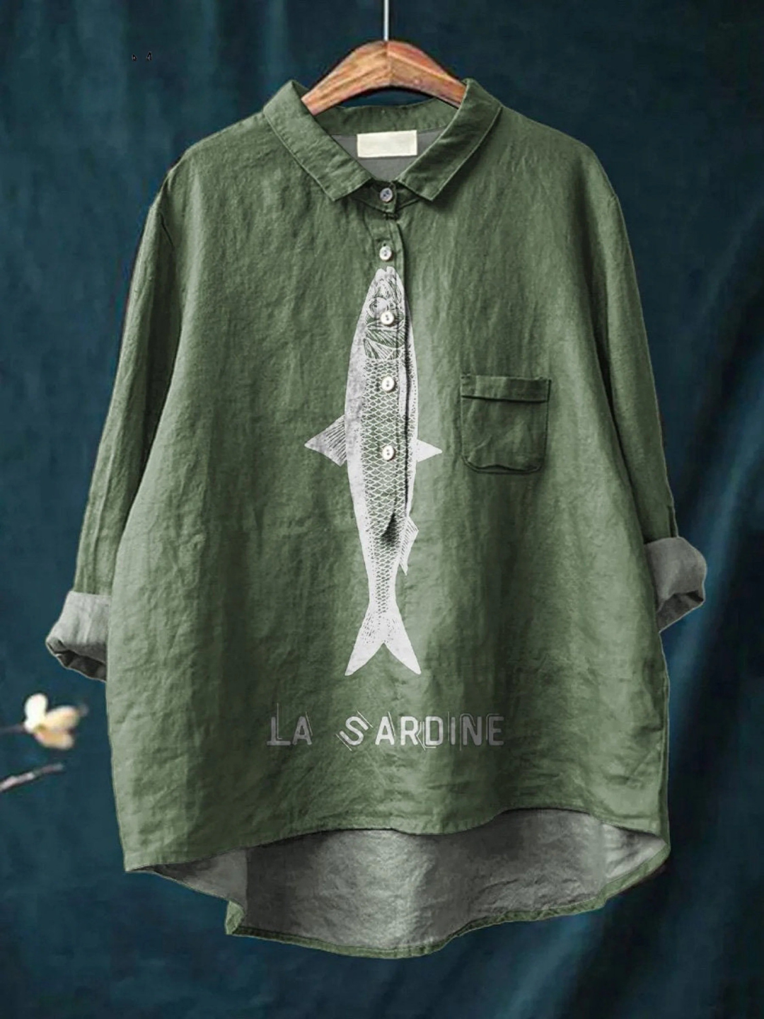 Faye | Sardine Fish Graphic Printed Women's Blouse