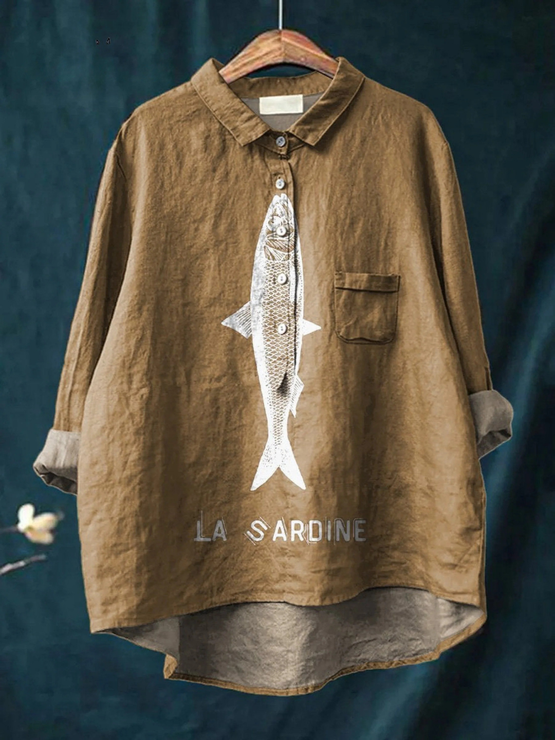 Faye | Sardine Fish Graphic Printed Women's Blouse