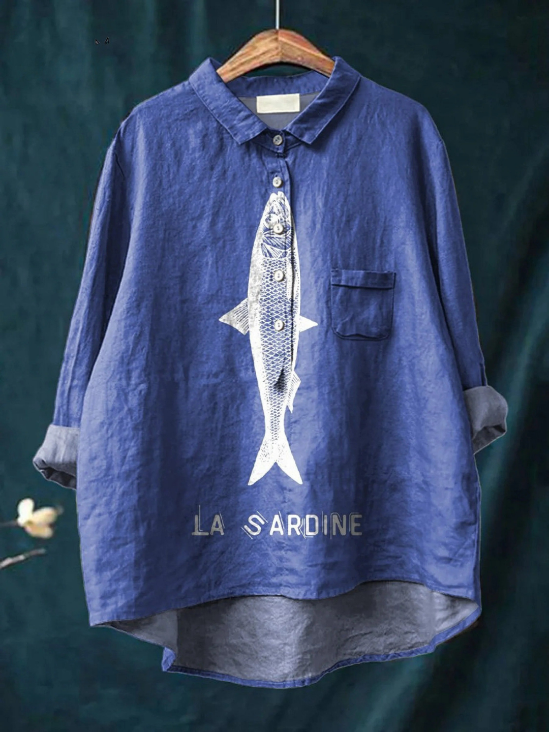 Faye | Sardine Fish Graphic Printed Women's Blouse