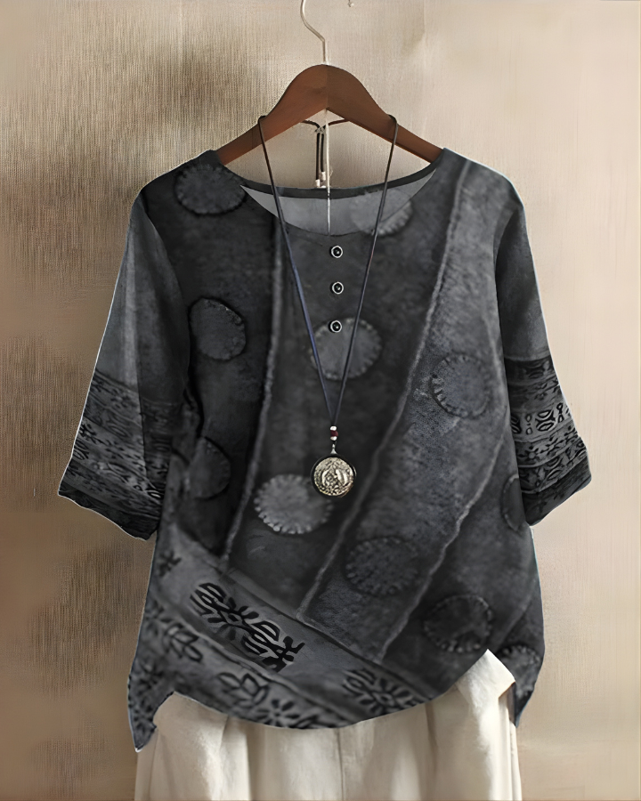 Fiona Relaxed Summer Top with Vibrant Print