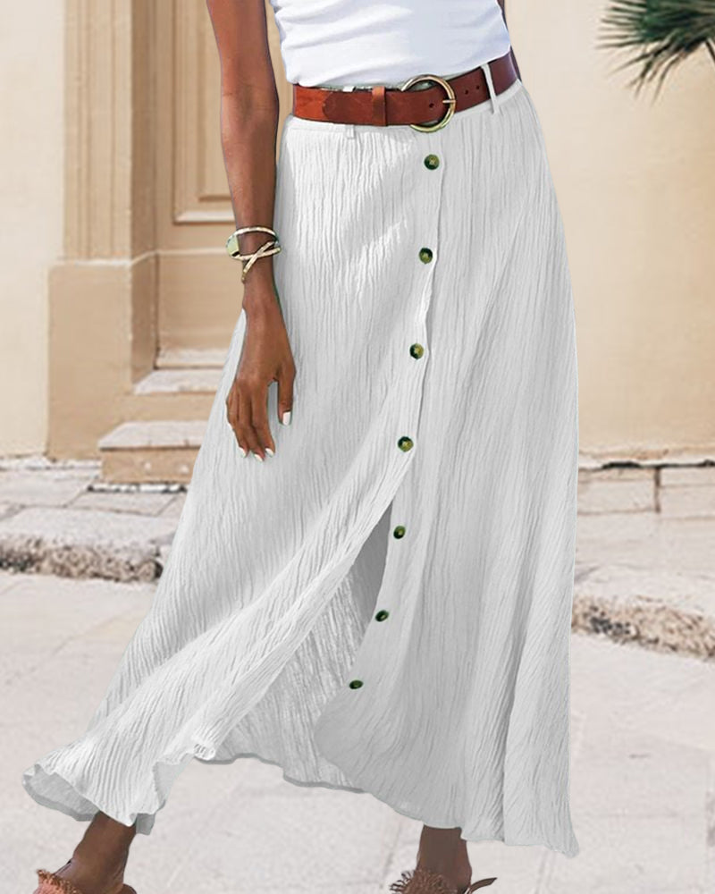 Syndy - Buttoned Flowing Skirt