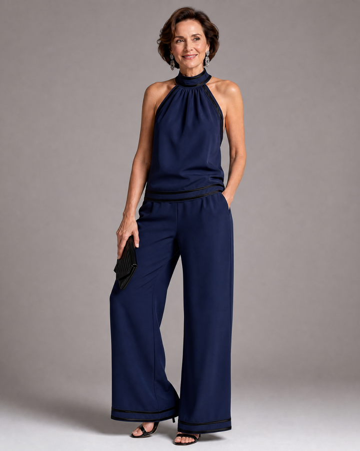 Zephyrine | Jumpsuit with Contrast Trim and Wide Leg
