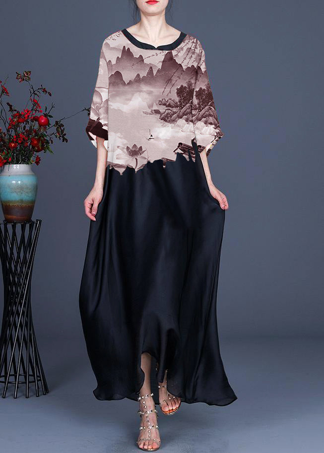 Red Print Plus Size Chiffon Dress