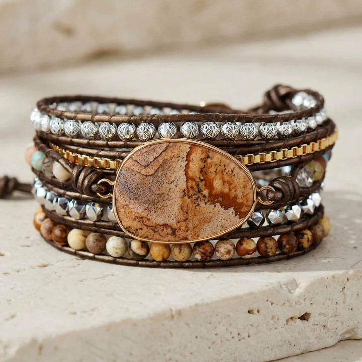 Willow | Vegan Jasper Shield Bracelet