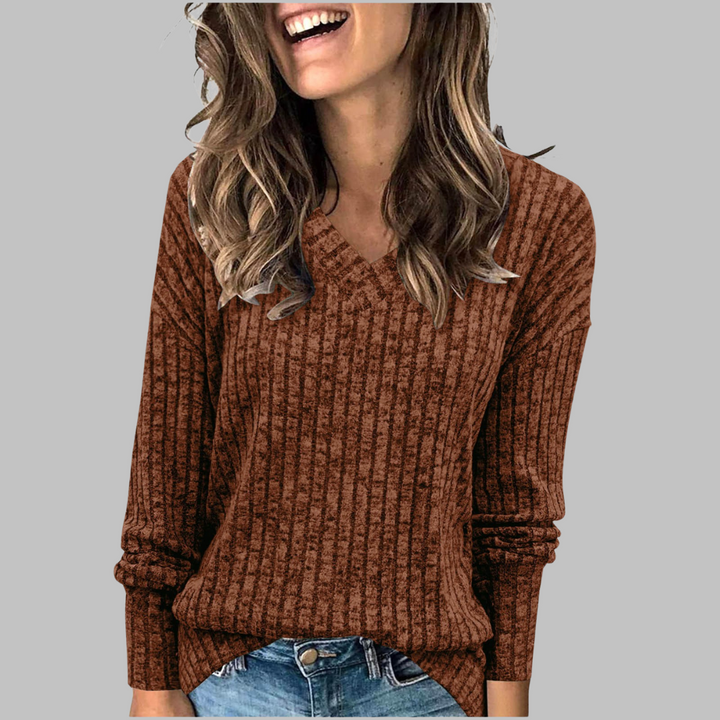 Sylvie | Relaxed V-Neck Long Sleeve Top