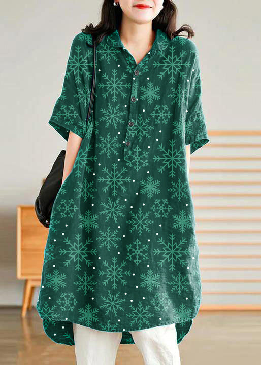 Jade Green Linen Shirt Dress